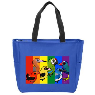 Birdorable Pride Lgbtq Rainbow Colorful Cartoon Cute Birds Gift Zip Tote Bag