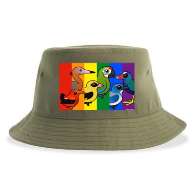 Birdorable Pride Lgbtq Rainbow Colorful Cartoon Cute Birds Gift Sustainable Bucket Hat