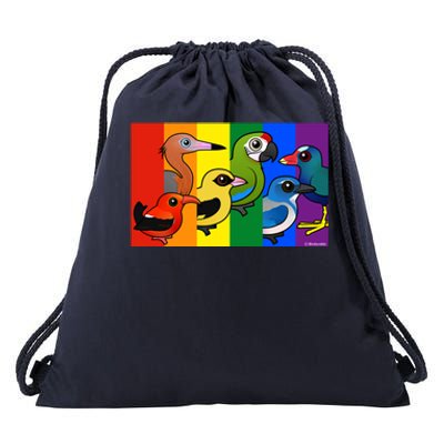 Birdorable Pride Lgbtq Rainbow Colorful Cartoon Cute Birds Gift Drawstring Bag