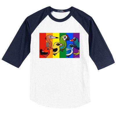 Birdorable Pride Lgbtq Rainbow Colorful Cartoon Cute Birds Gift Baseball Sleeve Shirt