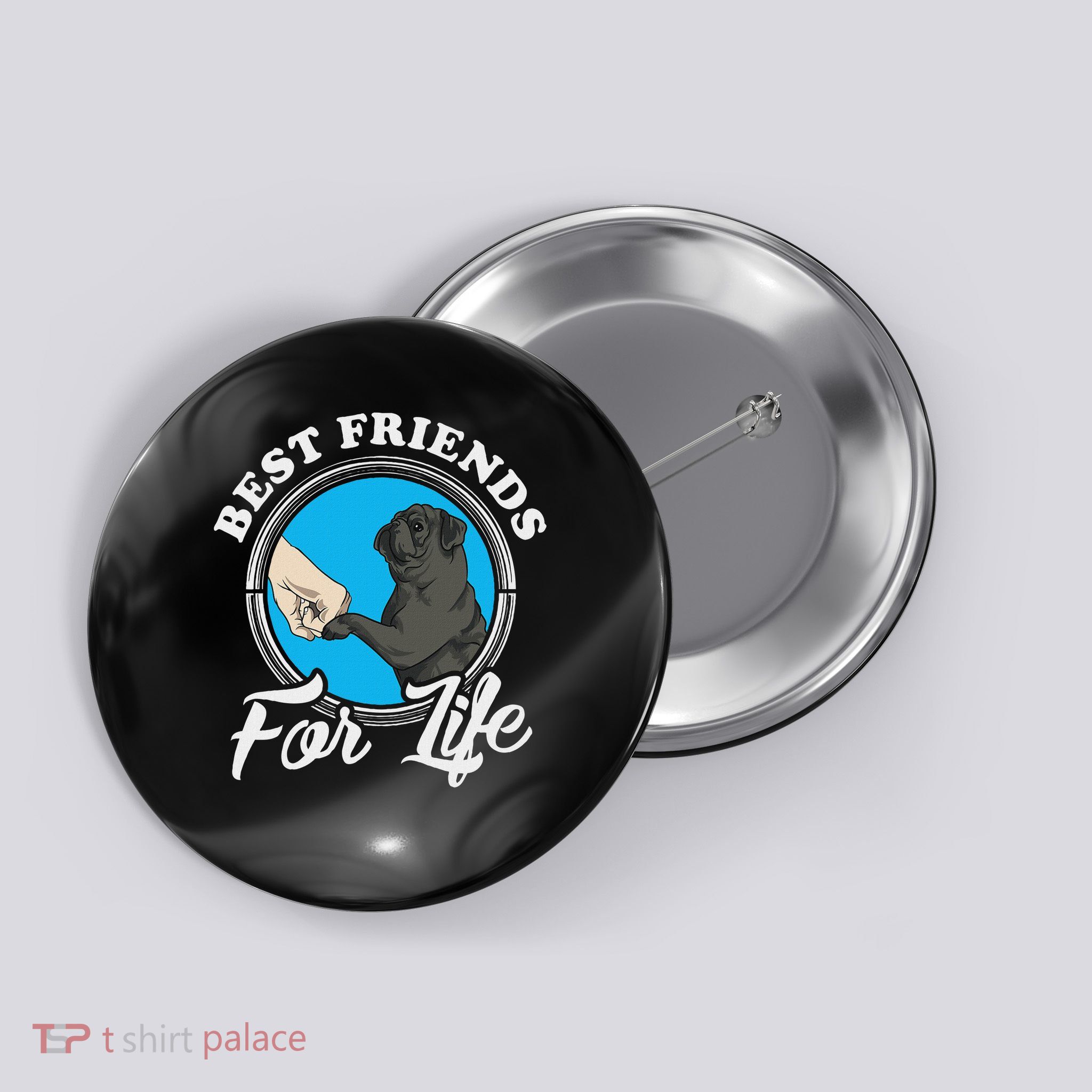 Black Pug Lover Design Best Friends Funny Black Pug Button