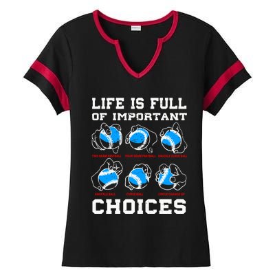 Baseball Pitcher Life Choices Ball Sport Lover Great Gift Ladies Halftime Notch Neck Tee