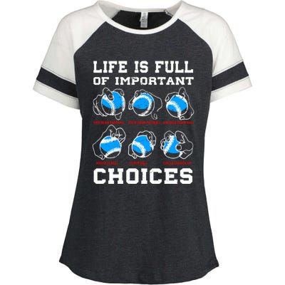 Baseball Pitcher Life Choices Ball Sport Lover Great Gift Enza Ladies Jersey Colorblock Tee