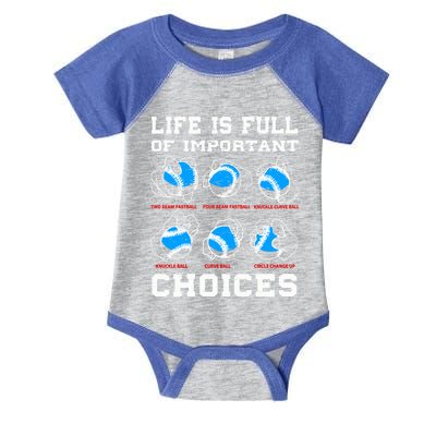 Baseball Pitcher Life Choices Ball Sport Lover Great Gift Infant Baby Jersey Bodysuit