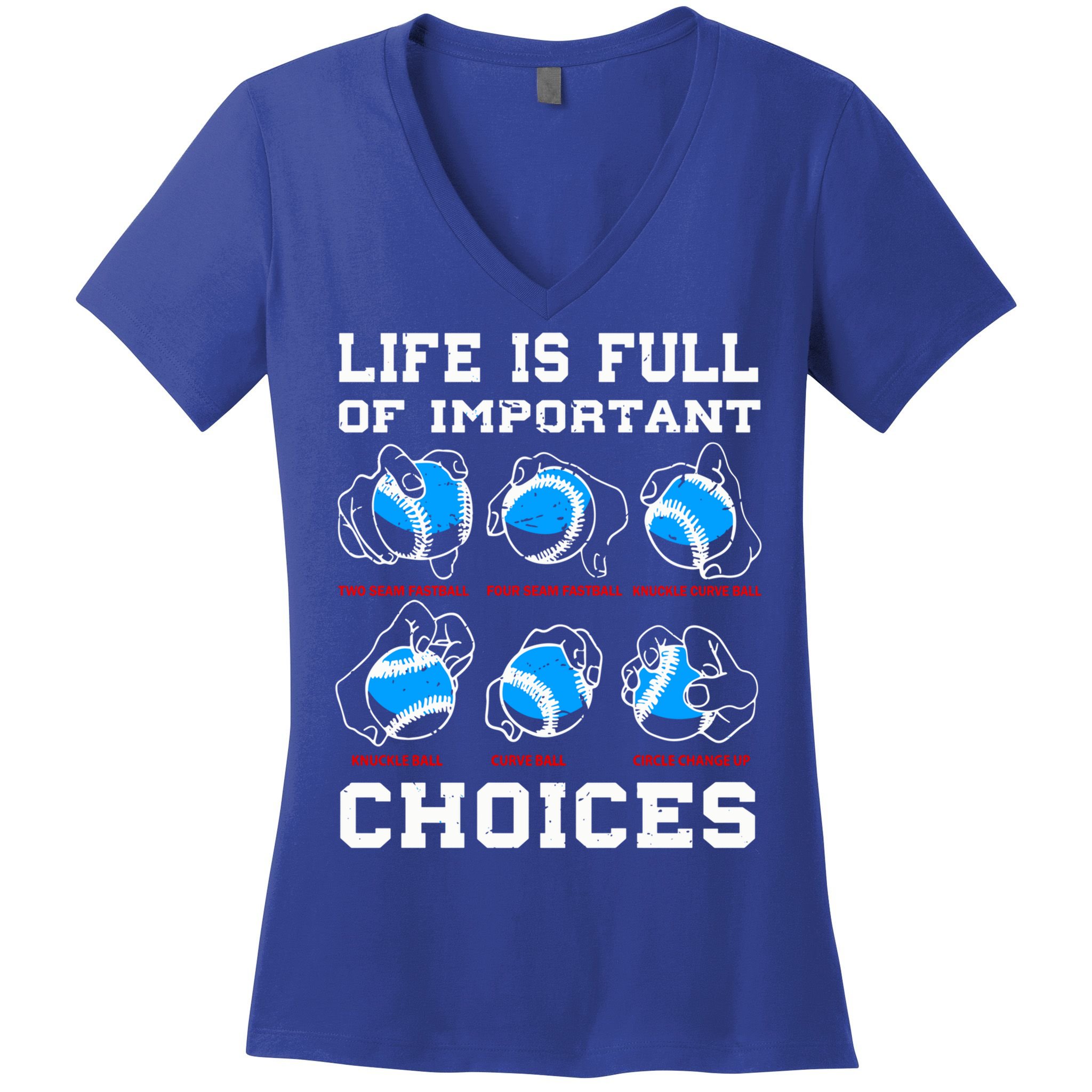 Baseball Pitcher Life Choices Ball Sport Lover Great Gift Women's V-Neck T-Shirt