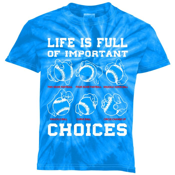 Baseball Pitcher Life Choices Ball Sport Lover Great Gift Kids Tie-Dye T-Shirt