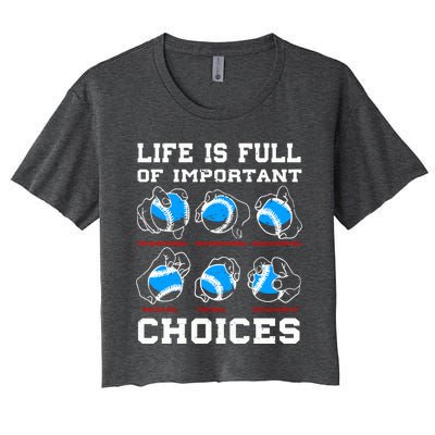 Baseball Pitcher Life Choices Ball Sport Lover Great Gift Women's Crop Top Tee