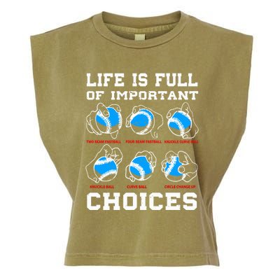 Baseball Pitcher Life Choices Ball Sport Lover Great Gift Garment-Dyed Women's Muscle Tee