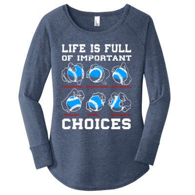 Baseball Pitcher Life Choices Ball Sport Lover Great Gift Women's Perfect Tri Tunic Long Sleeve Shirt