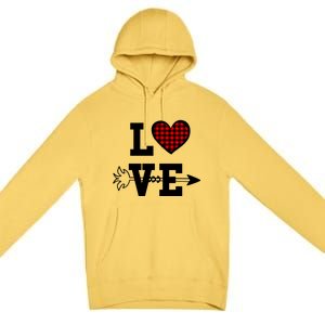 Buffalo Plaid Love Heart Valentine's Day Pajama Top Great Gift Premium Pullover Hoodie