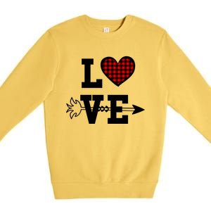 Buffalo Plaid Love Heart Valentine's Day Pajama Top Great Gift Premium Crewneck Sweatshirt