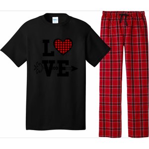 Buffalo Plaid Love Heart Valentine's Day Pajama Top Great Gift Pajama Set