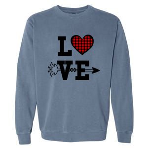 Buffalo Plaid Love Heart Valentine's Day Pajama Top Great Gift Garment-Dyed Sweatshirt