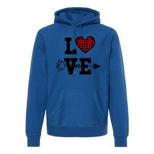 Buffalo Plaid Love Heart Valentine's Day Pajama Top Great Gift Premium Hoodie