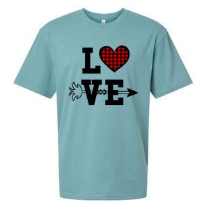 Buffalo Plaid Love Heart Valentine's Day Pajama Top Great Gift Sueded Cloud Jersey T-Shirt