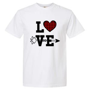 Buffalo Plaid Love Heart Valentine's Day Pajama Top Great Gift Garment-Dyed Heavyweight T-Shirt