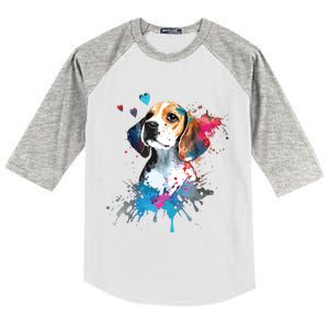 Beagle Puppy Lover Dog Mom Cute Valentines Day Love Themed Kids Colorblock Raglan Jersey