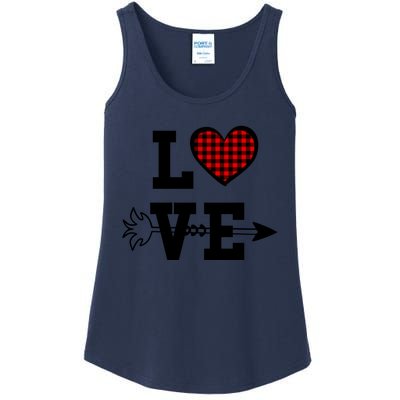 Buffalo Plaid Love Heart Valentine's Day Pajama Top Funny Gift Ladies Essential Tank