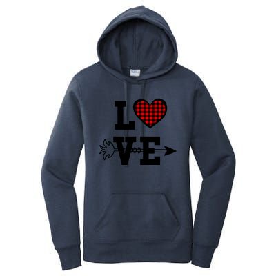 Buffalo Plaid Love Heart Valentine's Day Pajama Top Funny Gift Women's Pullover Hoodie