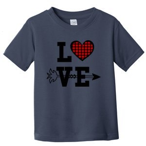 Buffalo Plaid Love Heart Valentine's Day Pajama Top Funny Gift Toddler T-Shirt