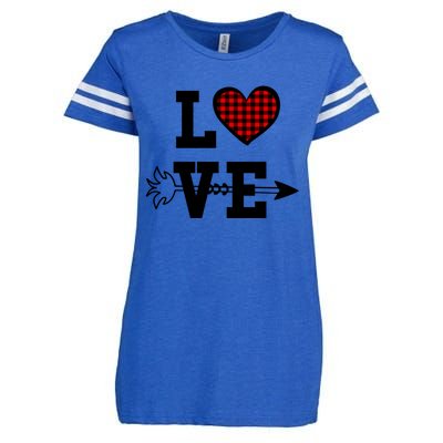 Buffalo Plaid Love Heart Valentine's Day Pajama Top Funny Gift Enza Ladies Jersey Football T-Shirt