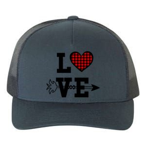 Buffalo Plaid Love Heart Valentine's Day Pajama Top Funny Gift Yupoong Adult 5-Panel Trucker Hat