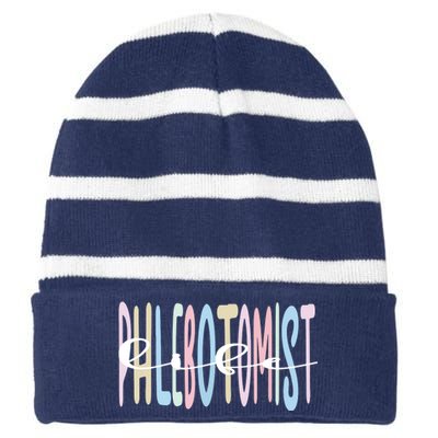 Best Phlebotomist Life Phlebotomy Striped Beanie with Solid Band