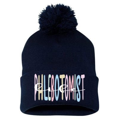 Best Phlebotomist Life Phlebotomy Pom Pom 12in Knit Beanie