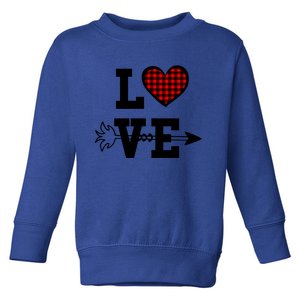 Buffalo Plaid Love Heart Valentine's Day Pajama Top Gift Toddler Sweatshirt