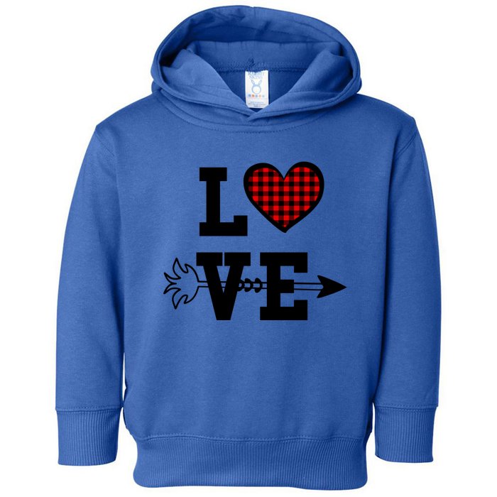 Buffalo Plaid Love Heart Valentine's Day Pajama Top Gift Toddler Hoodie