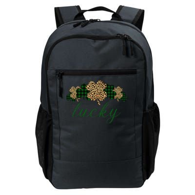 Buffalo Plaid Leopard Shamrock Clover Lucky St Patricks Day Daily Commute Backpack