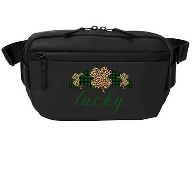 Buffalo Plaid Leopard Shamrock Clover Lucky St Patricks Day Crossbody Pack