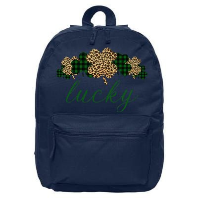 Buffalo Plaid Leopard Shamrock Clover Lucky St Patricks Day 16 in Basic Backpack