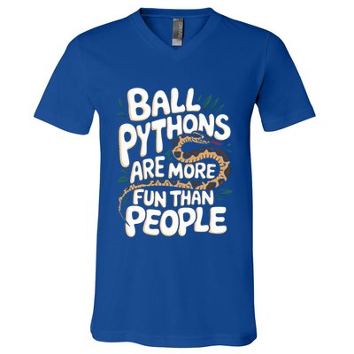 Ball Python More Fun Than People Snake Pet Ball Python Gift V-Neck T-Shirt