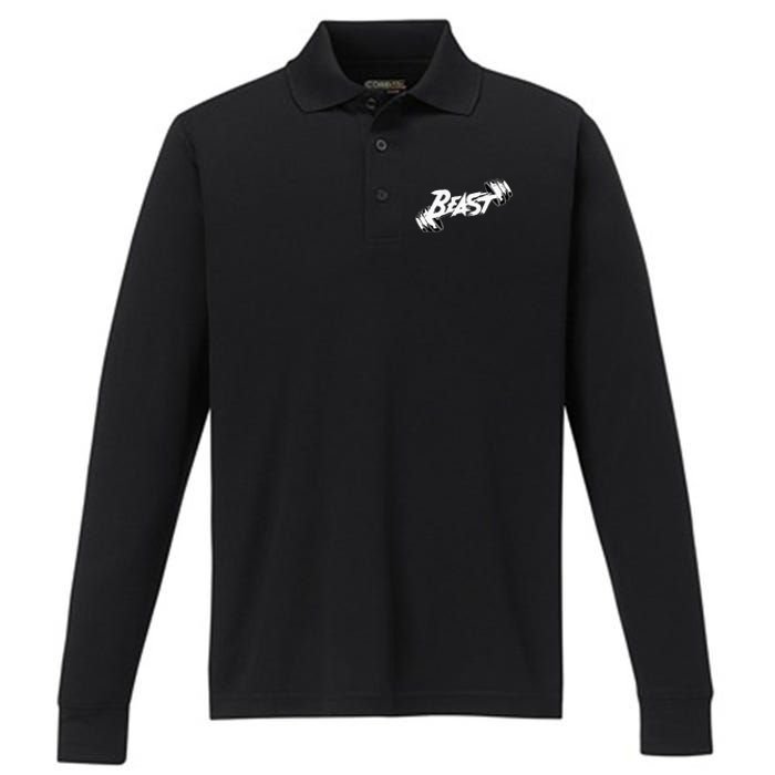 Beast Performance Motivation Graphic Performance Long Sleeve Polo