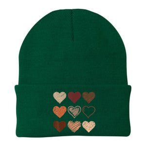 Black Pride Melanin Skin Tone Hearts Black History Month Knit Cap Winter Beanie