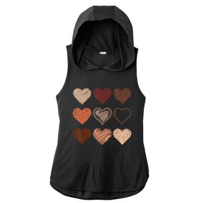 Black Pride Melanin Skin Tone Hearts Black History Month Ladies PosiCharge Tri-Blend Wicking Draft Hoodie Tank