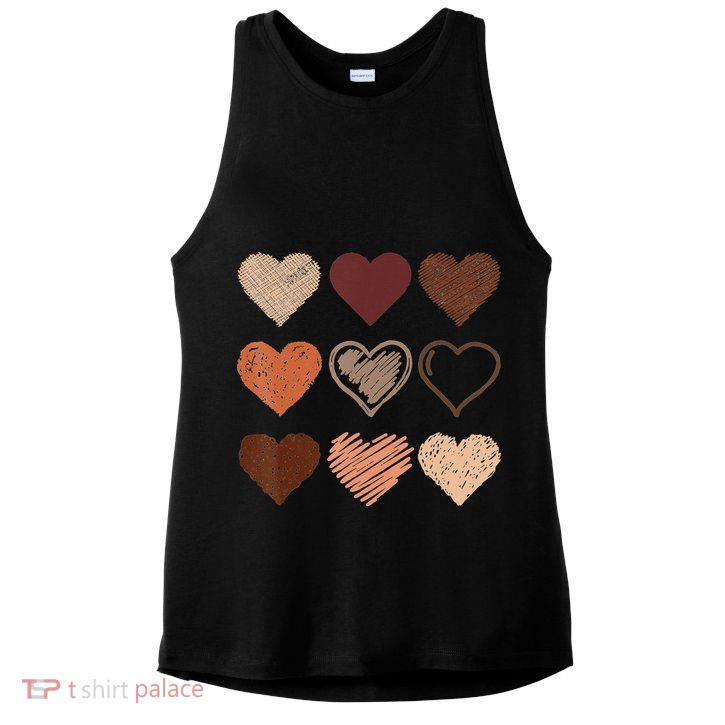 Black Pride Melanin Skin Tone Hearts Black History Month Ladies PosiCharge Tri-Blend Wicking Tank