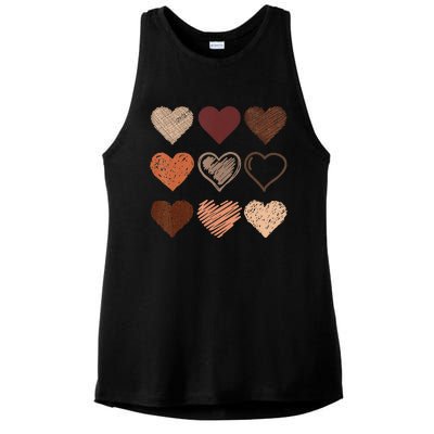 Black Pride Melanin Skin Tone Hearts Black History Month Ladies PosiCharge Tri-Blend Wicking Tank