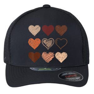 Black Pride Melanin Skin Tone Hearts Black History Month Flexfit Unipanel Trucker Cap