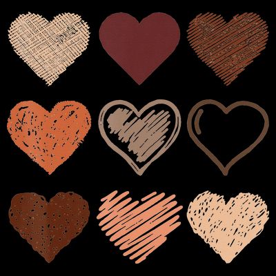 Black Pride Melanin Skin Tone Hearts Black History Month T-Shirt