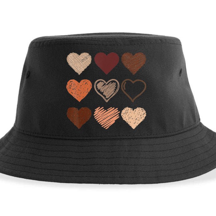 Black Pride Melanin Skin Tone Hearts Black History Month Sustainable Bucket Hat