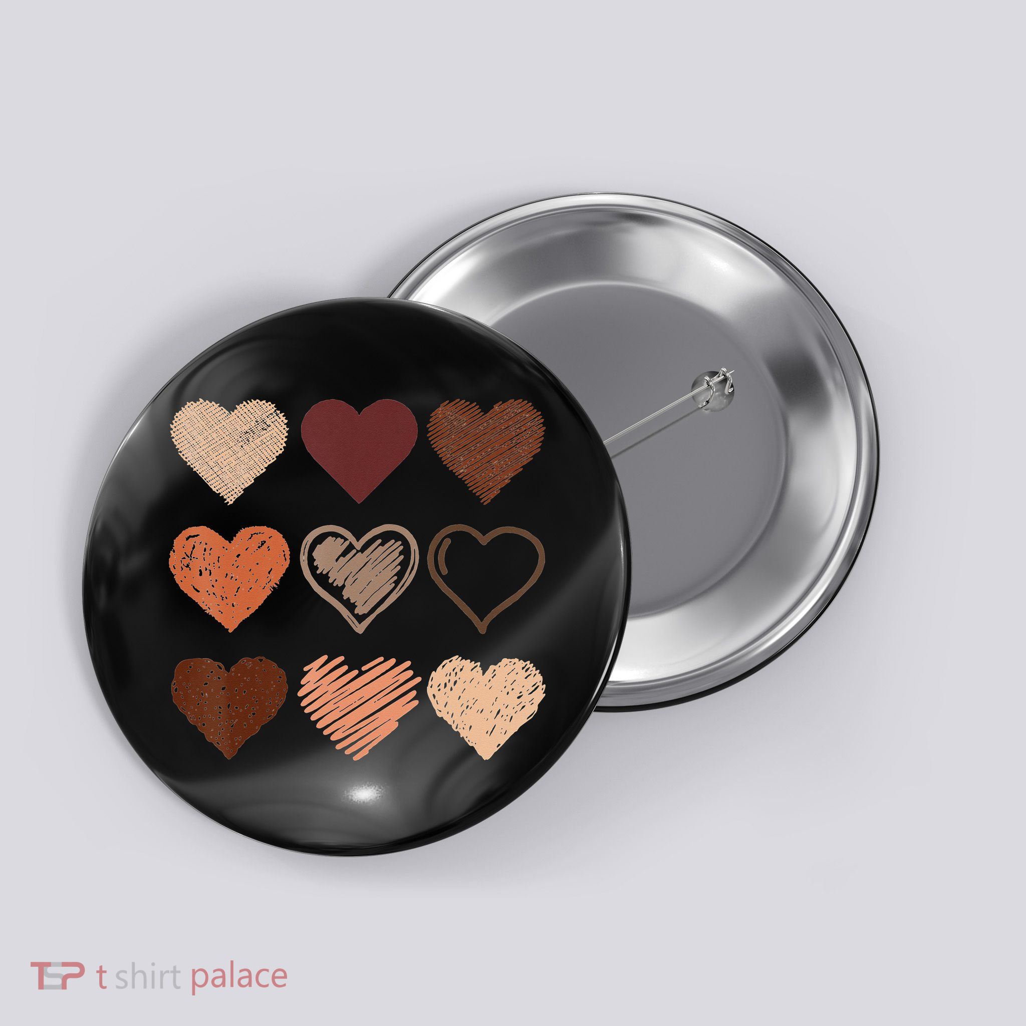 Black Pride Melanin Skin Tone Hearts Black History Month Button