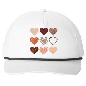 Black Pride Melanin Skin Tone Hearts Black History Month Snapback Five-Panel Rope Hat