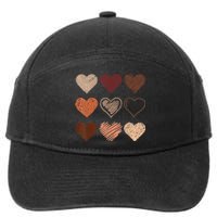 Black Pride Melanin Skin Tone Hearts Black History Month 7-Panel Snapback Hat