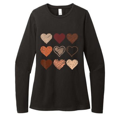 Black Pride Melanin Skin Tone Hearts Black History Month Womens CVC Long Sleeve Shirt