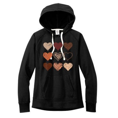 Black Pride Melanin Skin Tone Hearts Black History Month Women's Fleece Hoodie