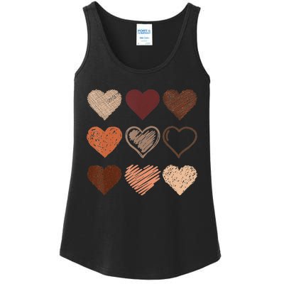 Black Pride Melanin Skin Tone Hearts Black History Month Ladies Essential Tank