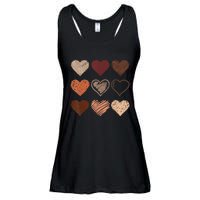 Black Pride Melanin Skin Tone Hearts Black History Month Ladies Essential Flowy Tank