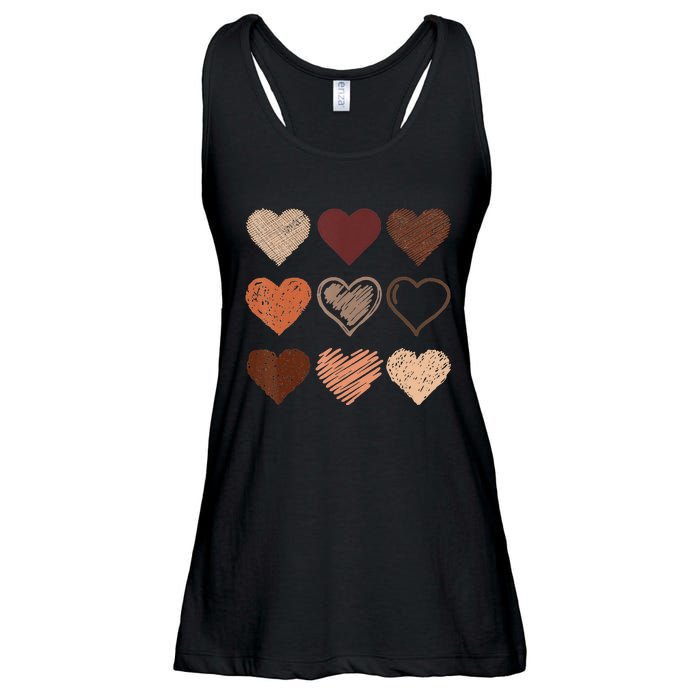 Black Pride Melanin Skin Tone Hearts Black History Month Ladies Essential Flowy Tank